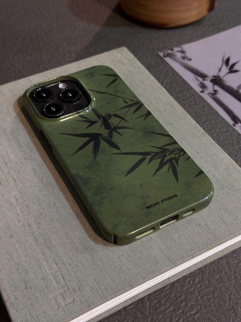 「Chinoiserie」Green Bamboo Traditional Chinese Painting Phone Case | iPhone Case | Three Fleas