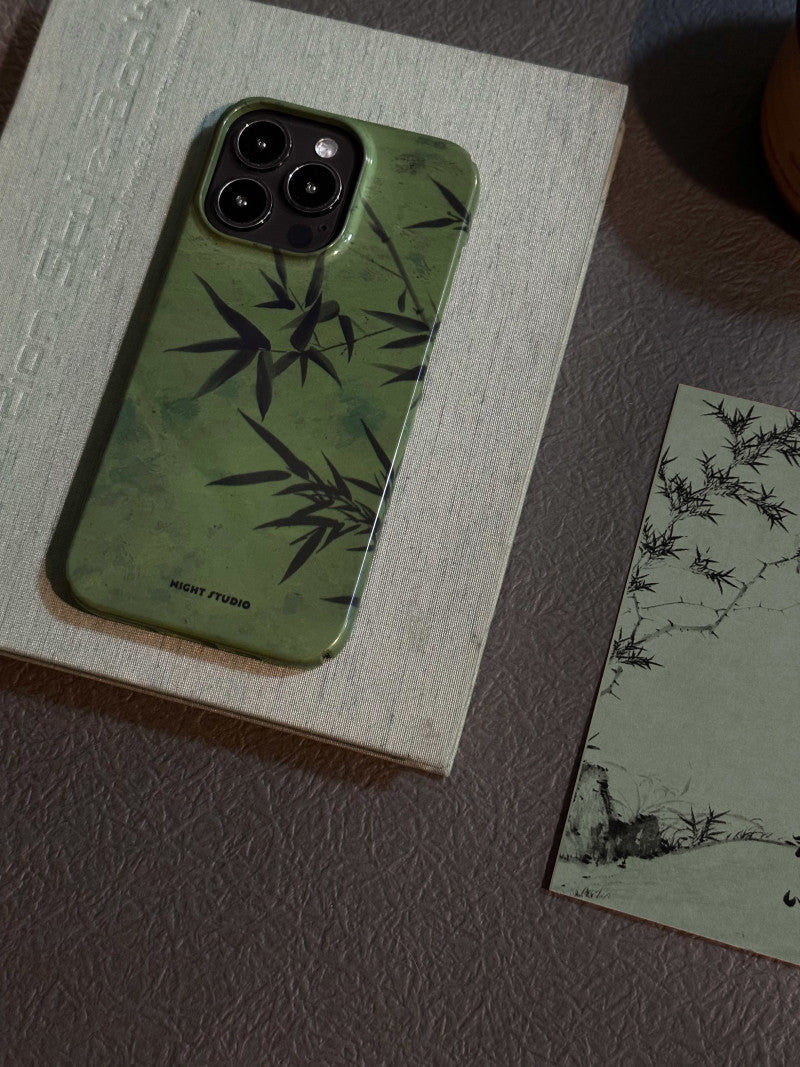 「Chinoiserie」Green Bamboo Traditional Chinese Painting Phone Case | iPhone Case | Three Fleas