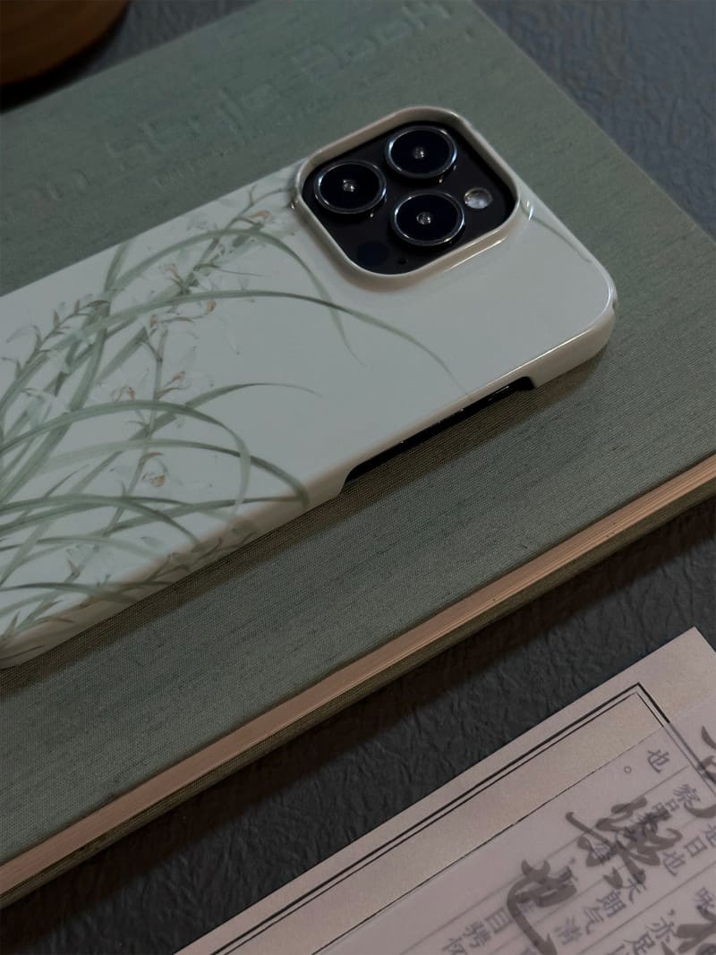 「Chinoiserie」Orchid Grass Chinese Traditional Painting Phone Case | iPhone Case | Three Fleas