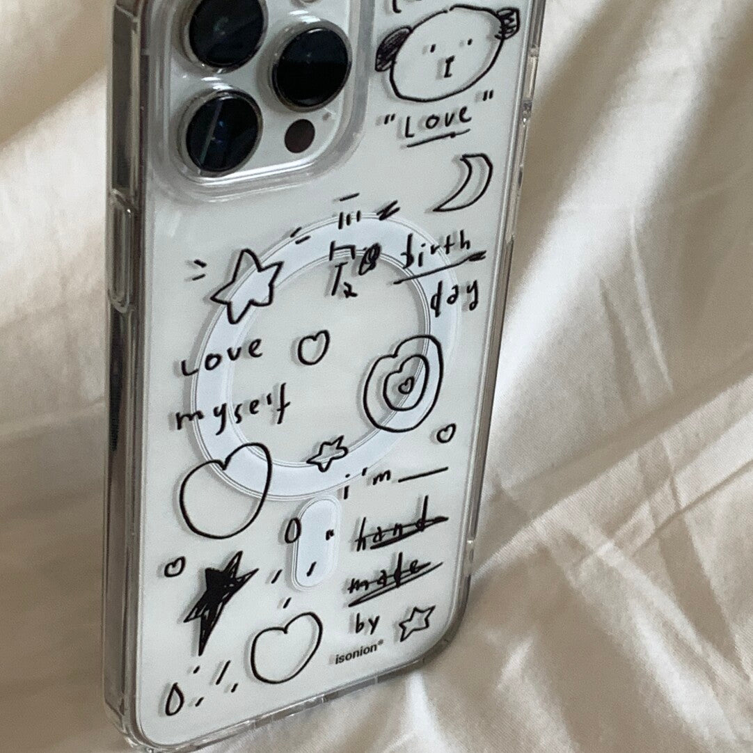 Cute Hand-Drawn Puppy Illustration Phone Case MagSafe - BYY