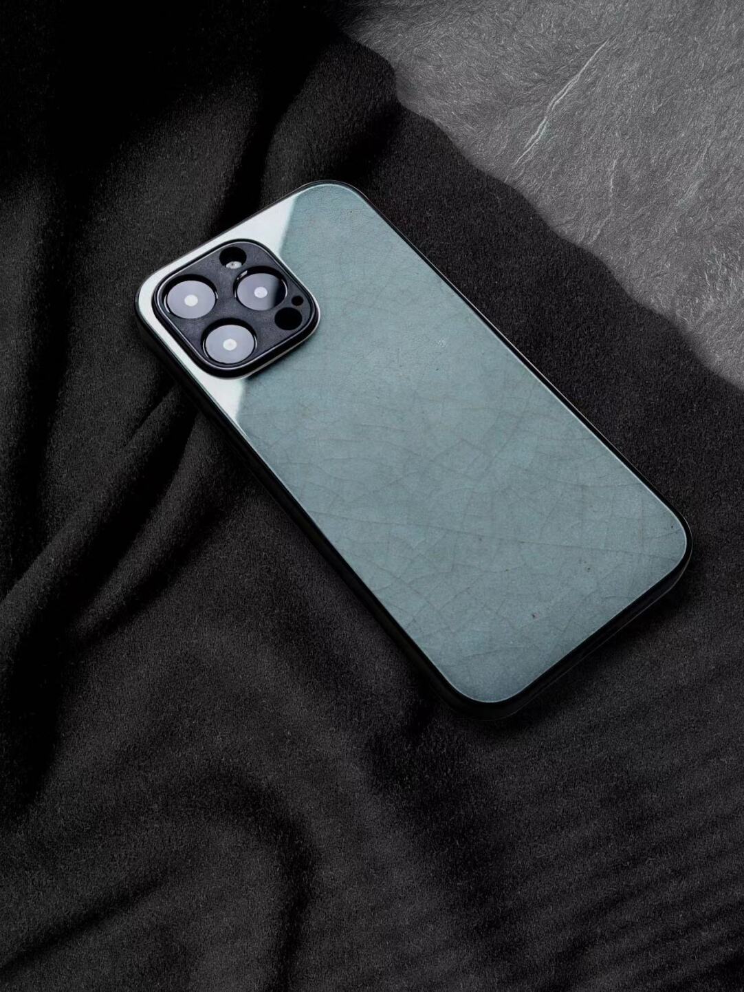 Chinoiserie Song Dynasty Ru Ware Inspired Glass Phone Case-YX