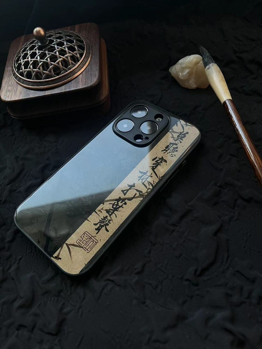 Chinese Poetry Calligraphy Tempered Glass Phone Case-YX