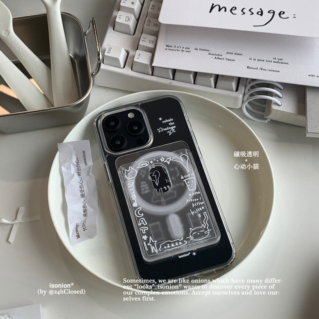 Transparent Minimalist Phone Case with Detachable Card Holder MagSafe - BYY
