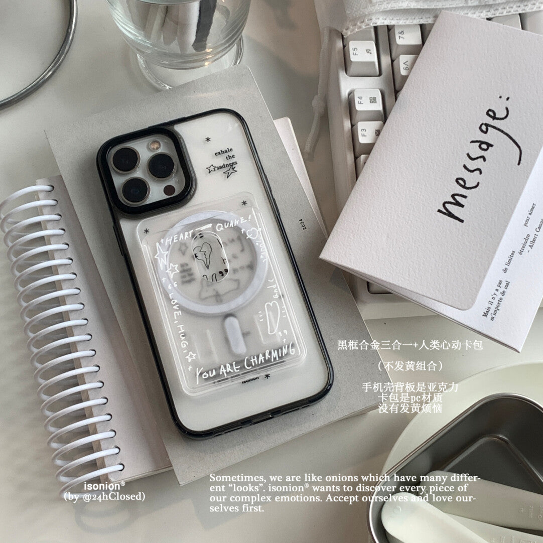 Transparent Minimalist Phone Case with Detachable Card Holder MagSafe - BYY