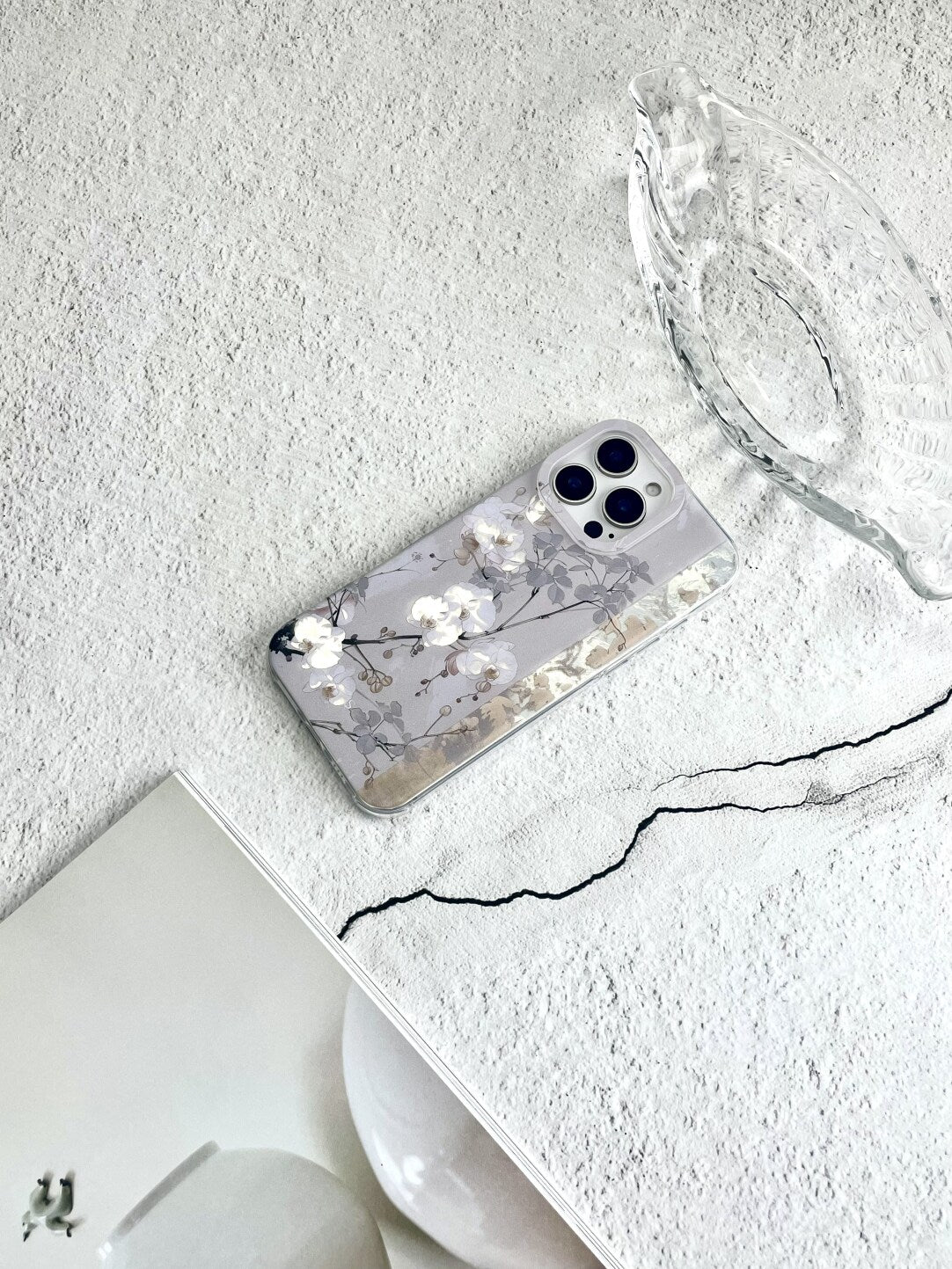 Artistic Metallic Luster Orchids Phone Case Chinoiserie IMD-SSL