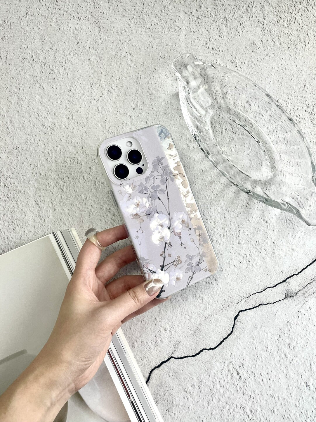 Artistic Metallic Luster Orchids Phone Case Chinoiserie IMD-SSL