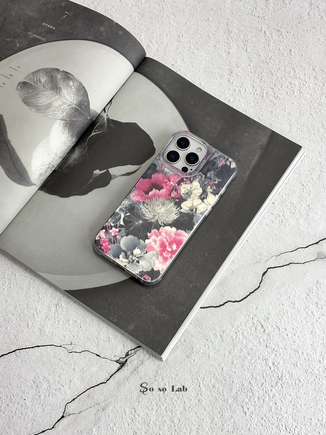Artistic Metallic Luster Dark Rose & Orchid Phone Case Chinoiserie IMD-SSL
