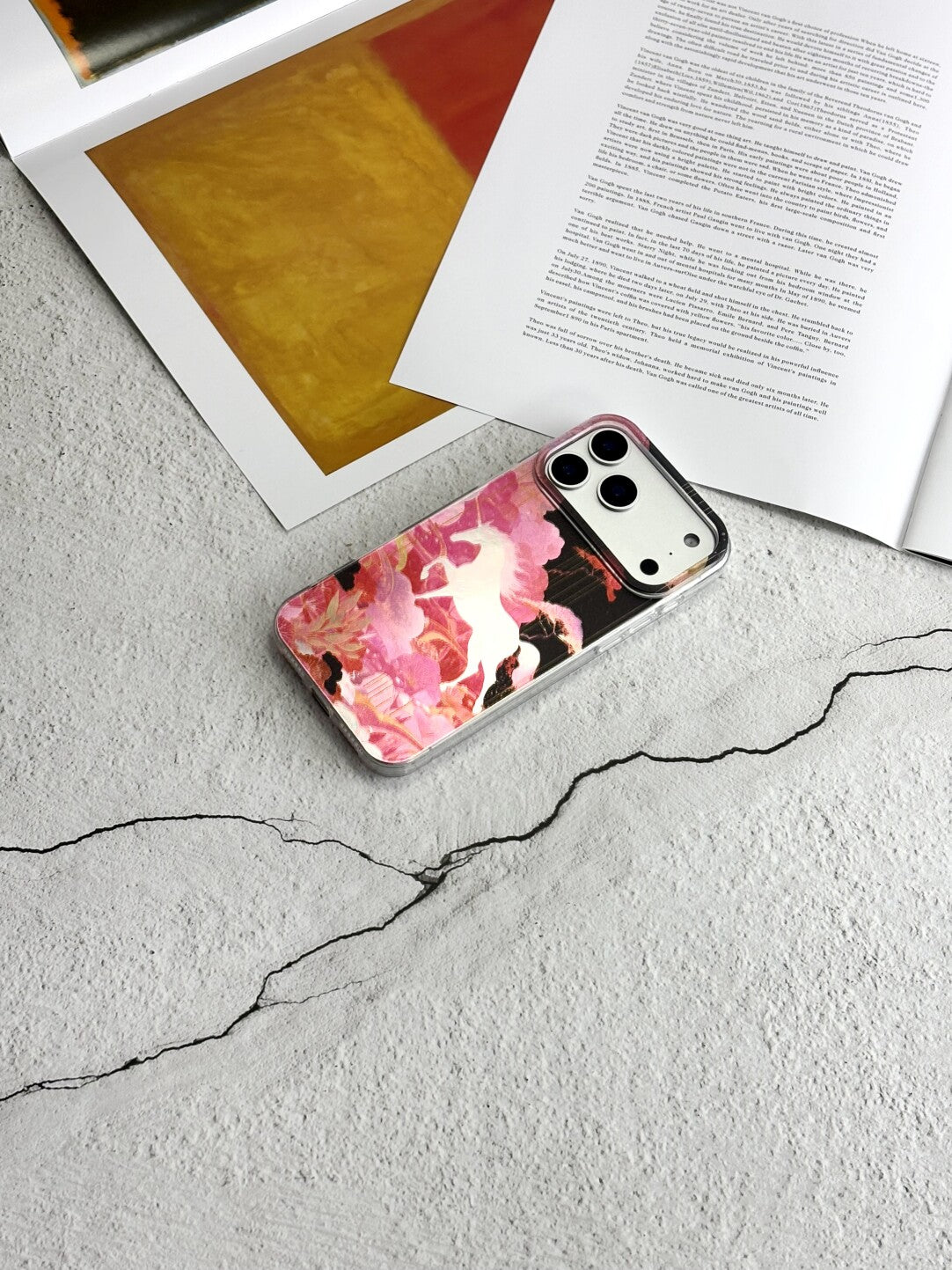 Artistic Metallic Luster White Horse Phone Case IMD-SSL