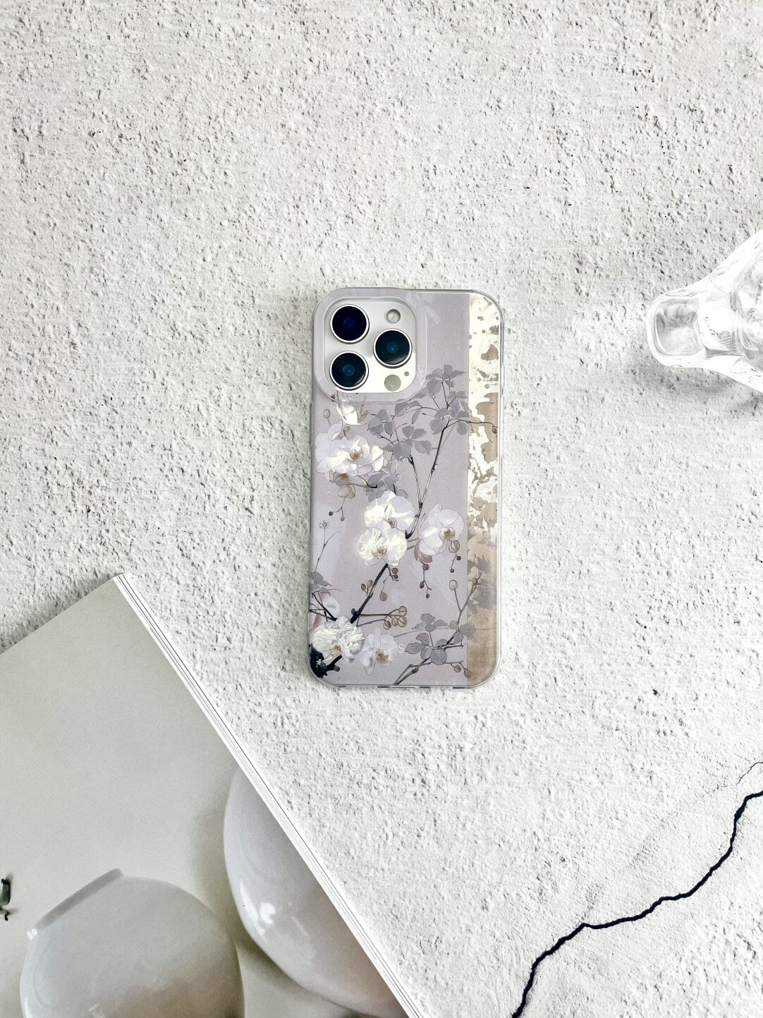 Artistic Metallic Luster Orchids Phone Case Chinoiserie IMD-SSL