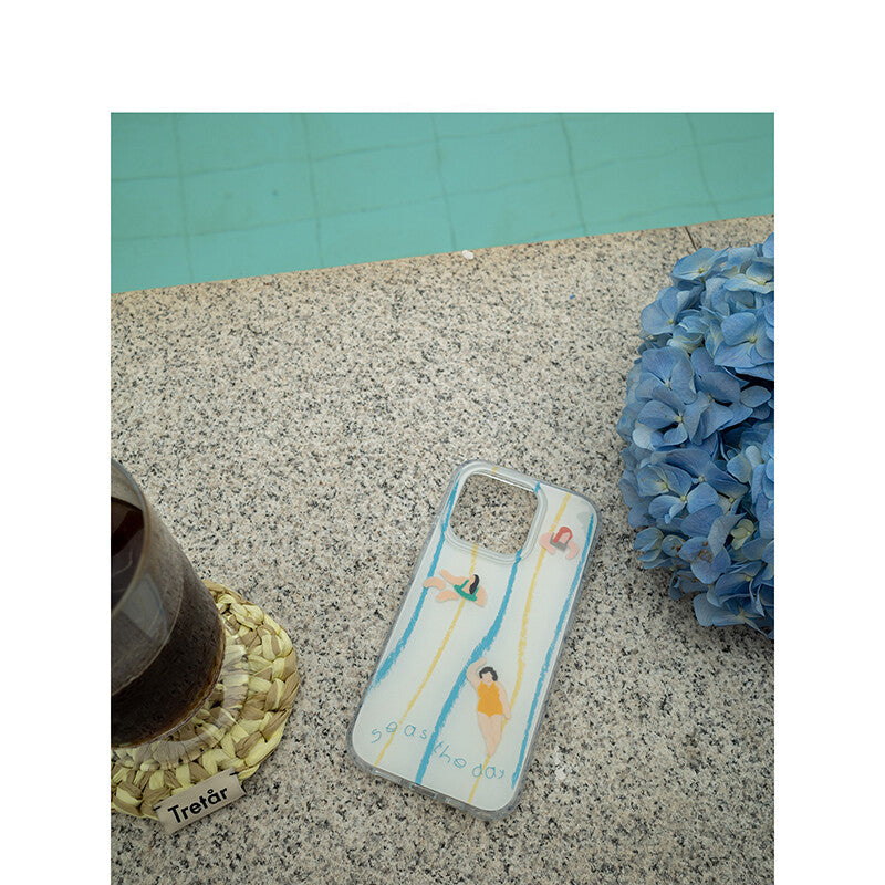 Artistic Retro Swimming Illustration Glossy Phone Case-IMD-TT