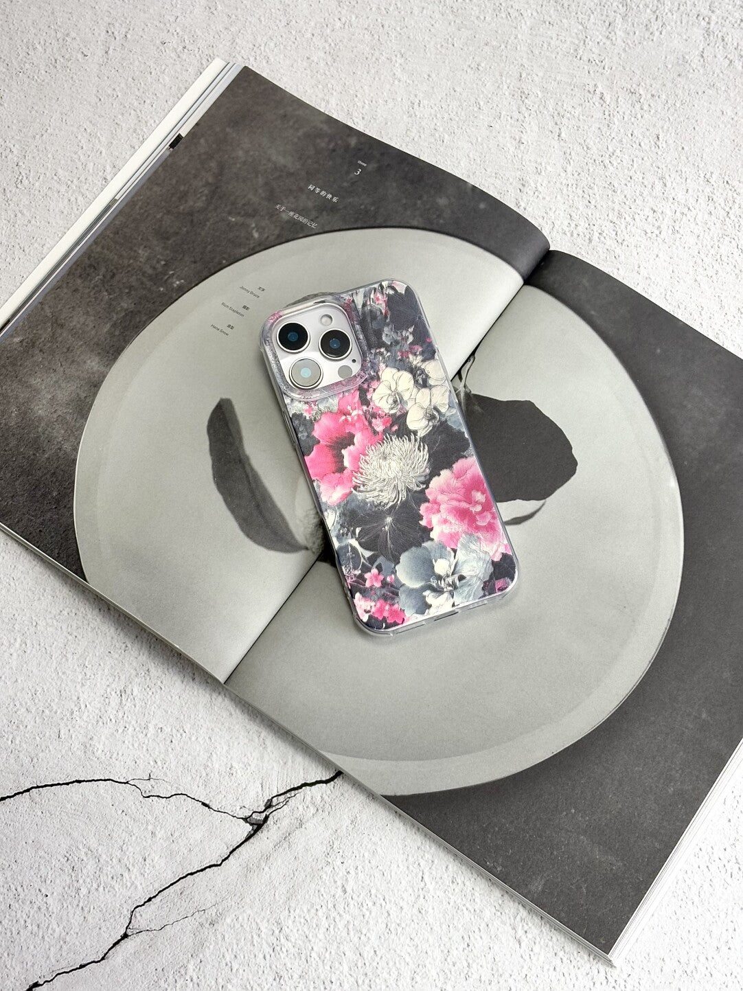 Artistic Metallic Luster Dark Rose & Orchid Phone Case Chinoiserie IMD-SSL