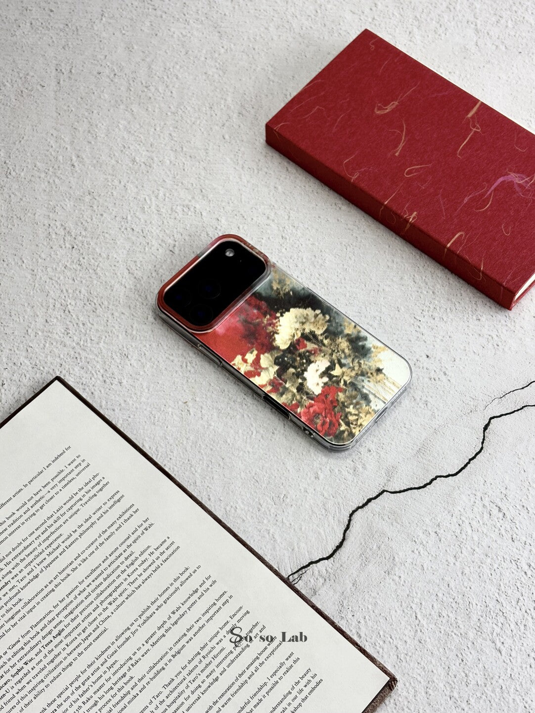 Artistic Metallic Luster Crimson & Gold Floral Phone Case Chinoiserie IMD-SSL