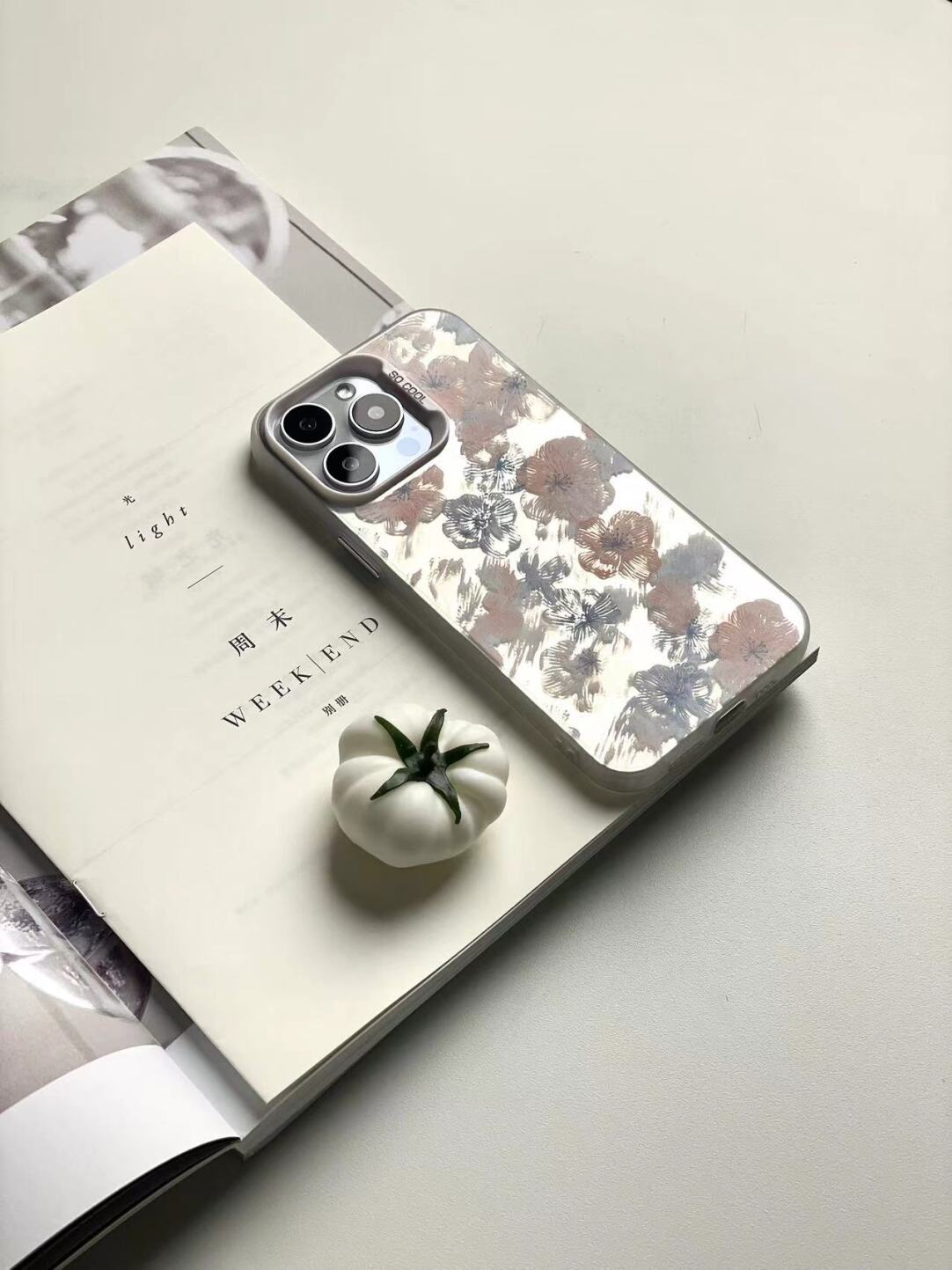 Artistic Floral Phone Case with Metallic Silver Accents-SSL