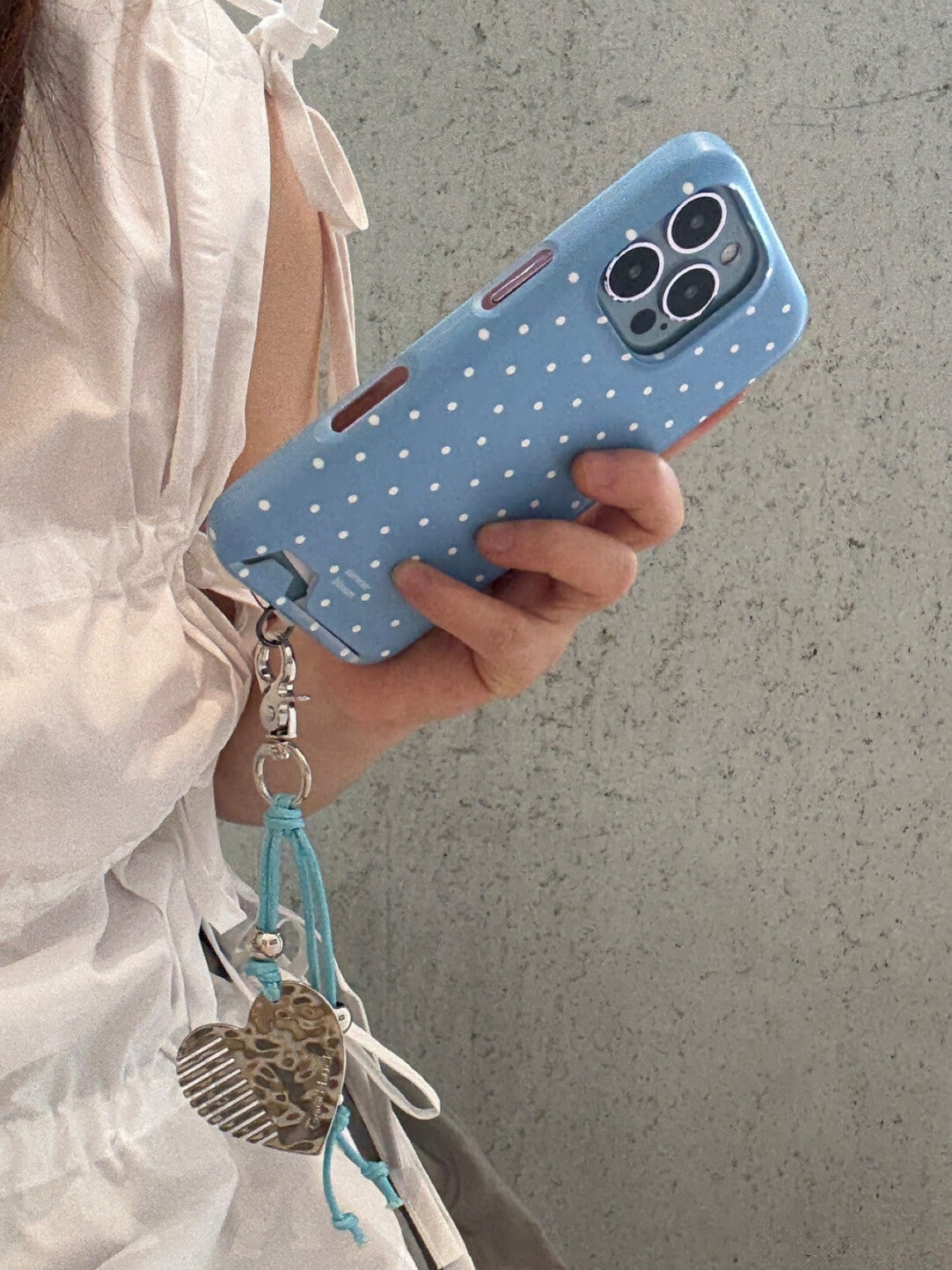 Aesthetic Baby Blue Polka Dot Phone Case with Slot or MagSafe SB-IML