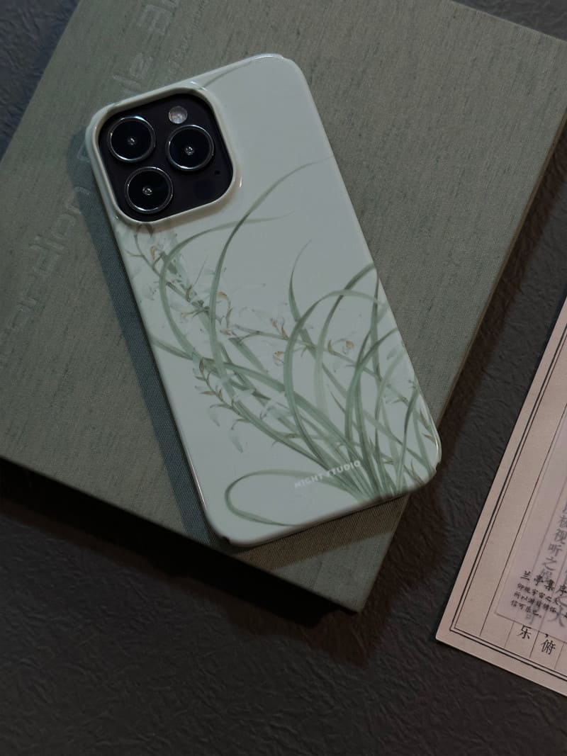 「Chinoiserie」Orchid Grass Chinese Traditional Painting Phone Case | iPhone Case | Three Fleas