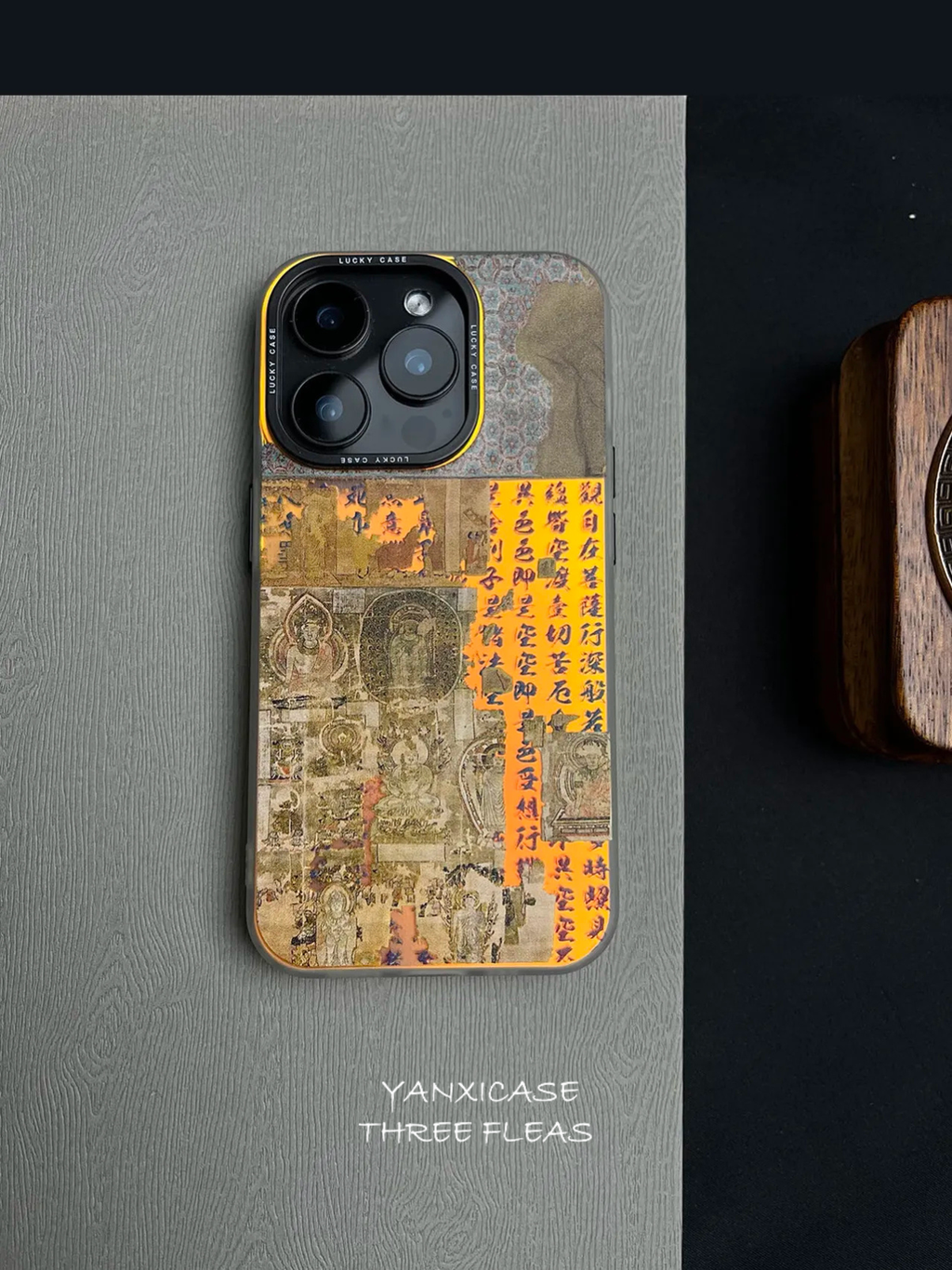 Chinoiserie Dunhuang Heart Sutra Calligraphy Laser Metallic Silicone Phone Case-YX