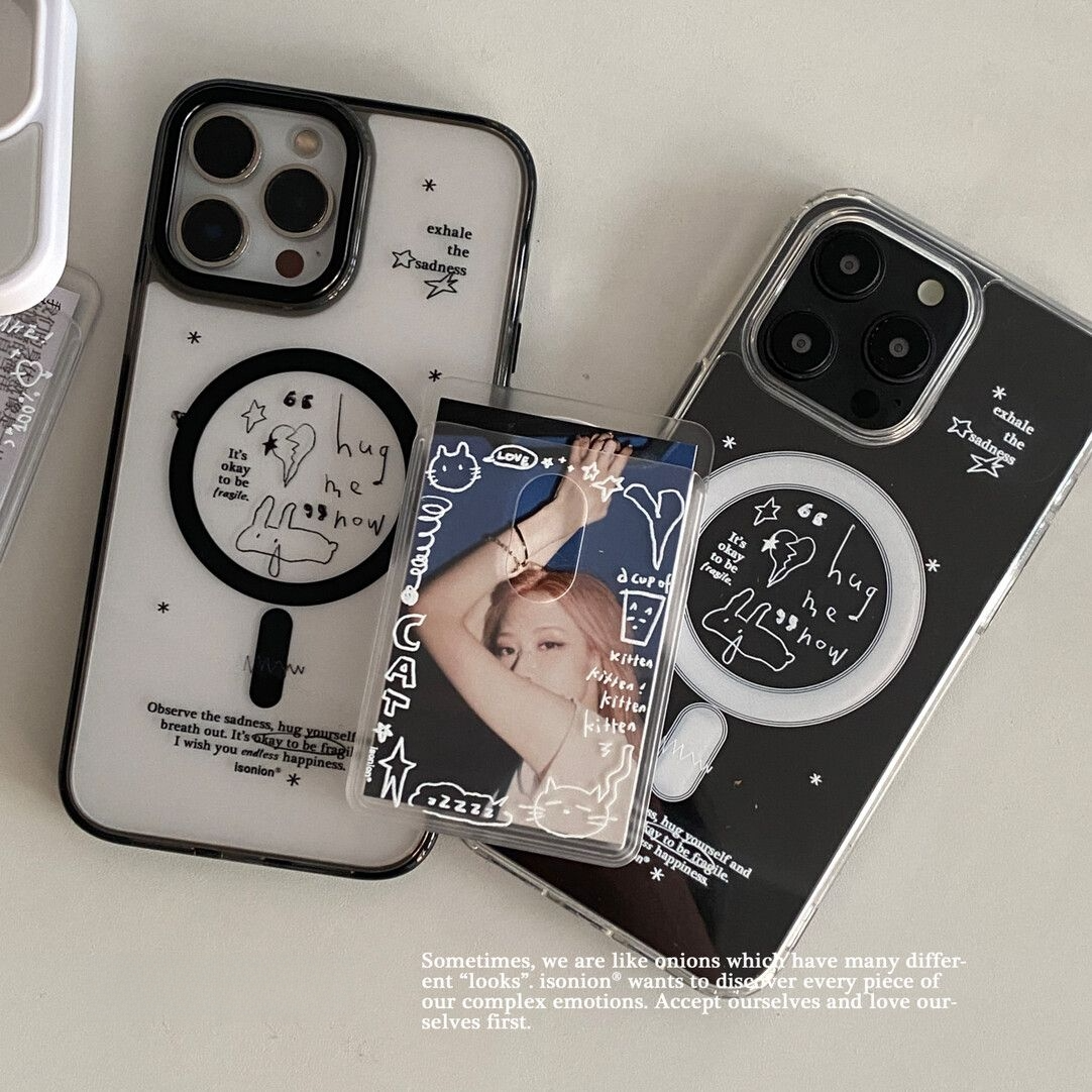 Aesthetic Glitter Clear Phone Case with Card Holder MagSafe- BYY