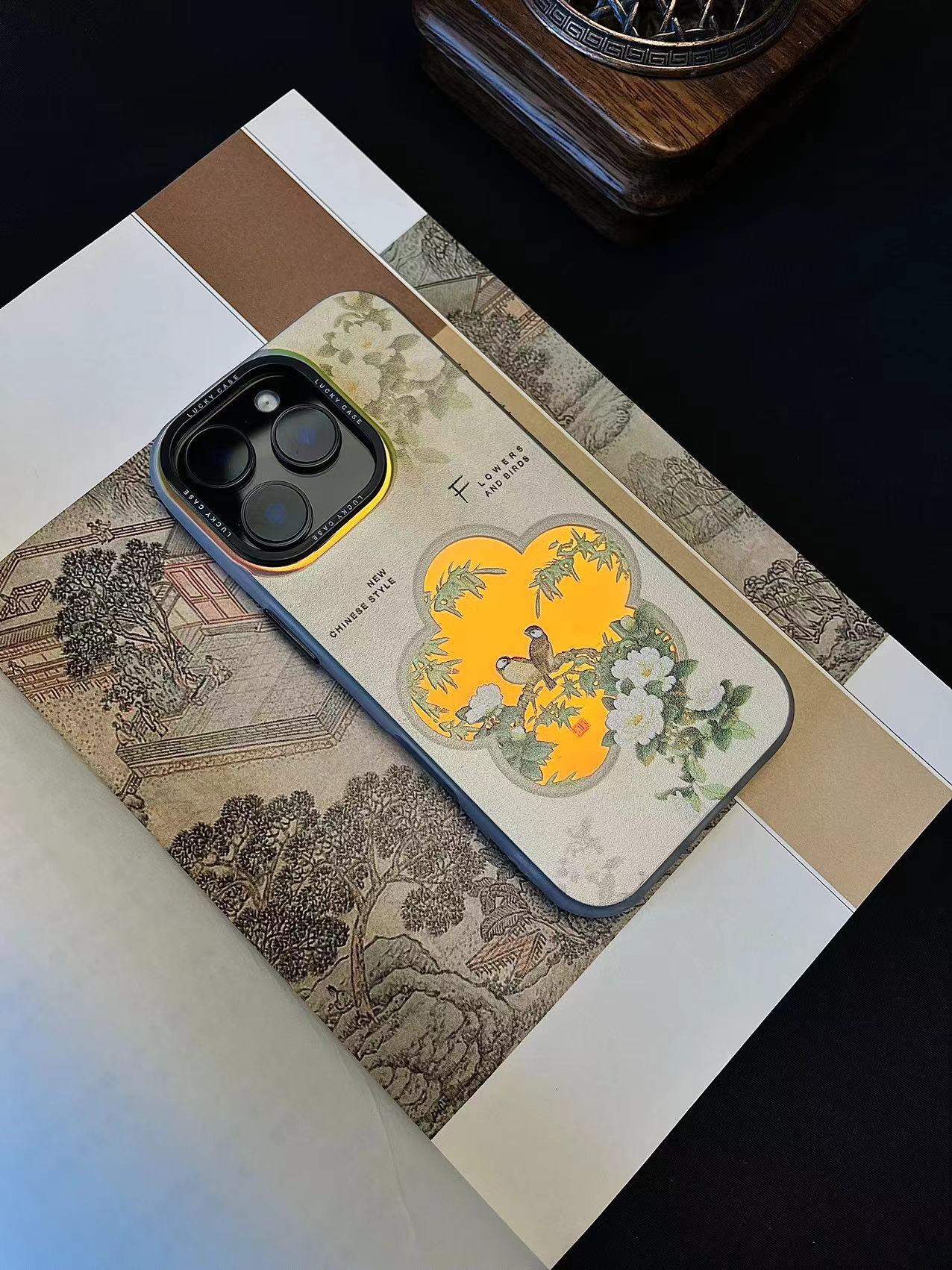 Chinoiserie Magpie on a Branch Laser Metallic Case-YX