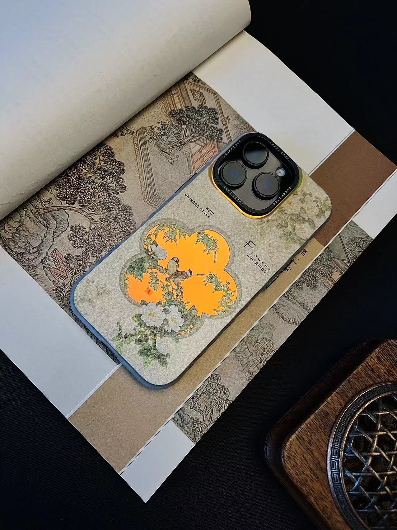 Chinoiserie Magpie on a Branch Laser Metallic Case-YX