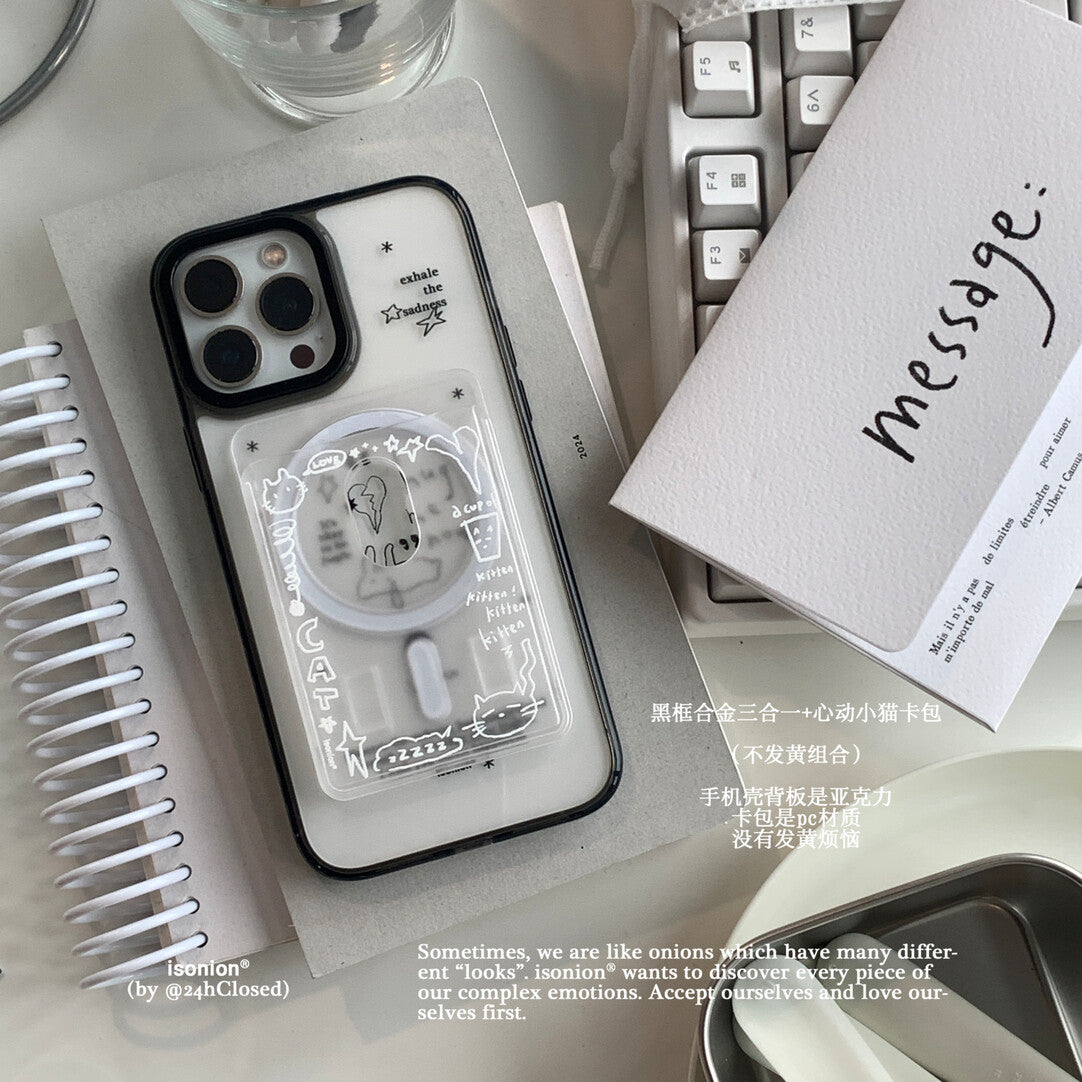 Transparent Minimalist Phone Case with Detachable Card Holder MagSafe - BYY