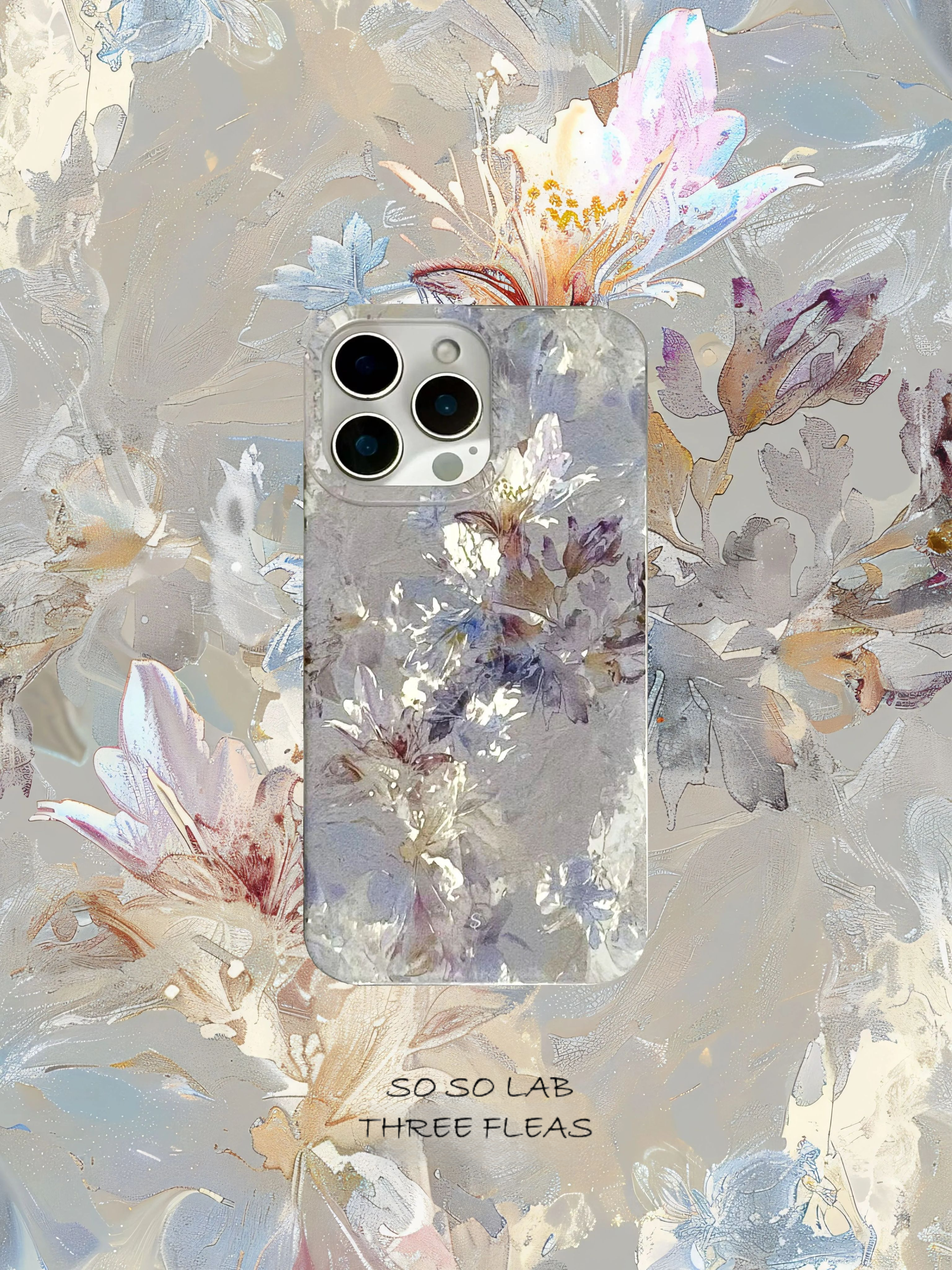 Artistic Metallic Luster Abstract Floral Phone Case Chinoiserie IMD-SSL