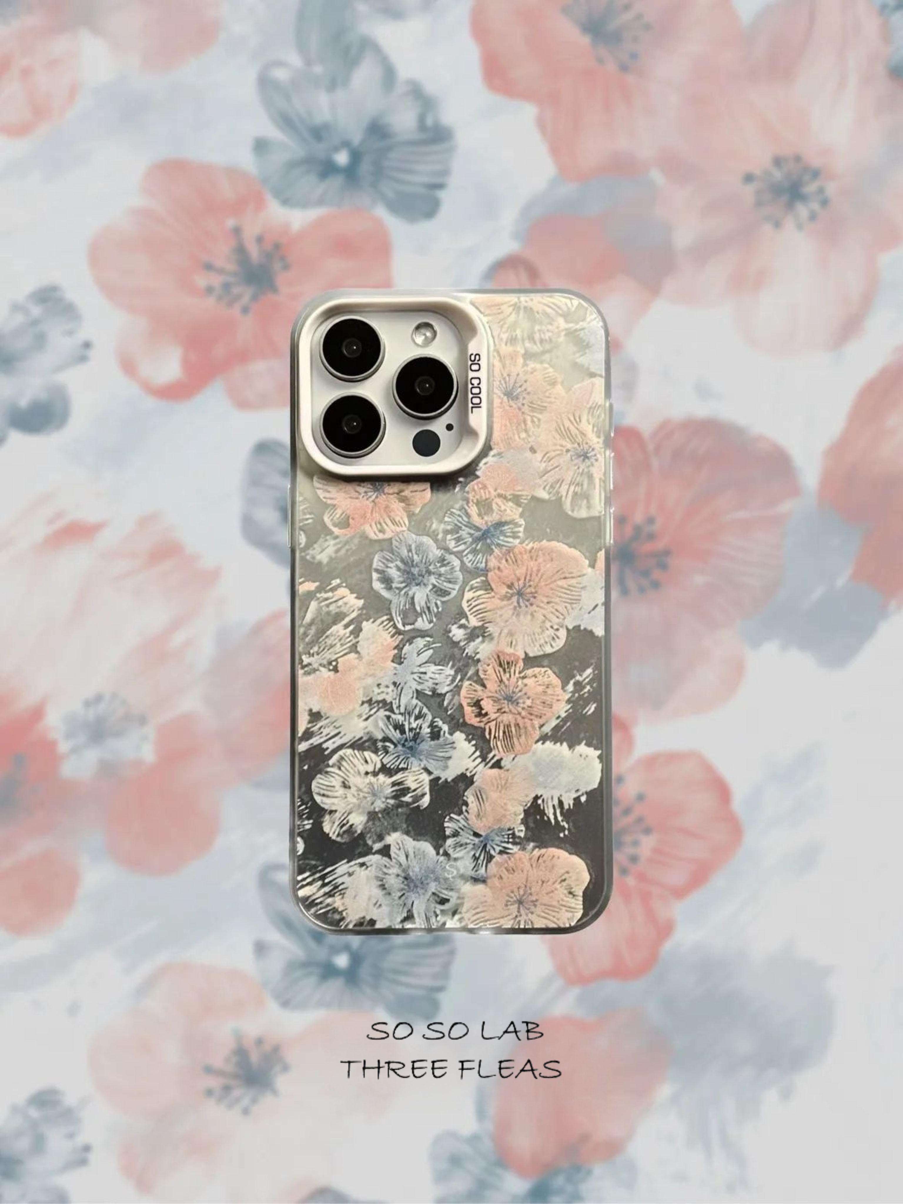 Artistic Floral Phone Case with Metallic Silver Accents-SSL