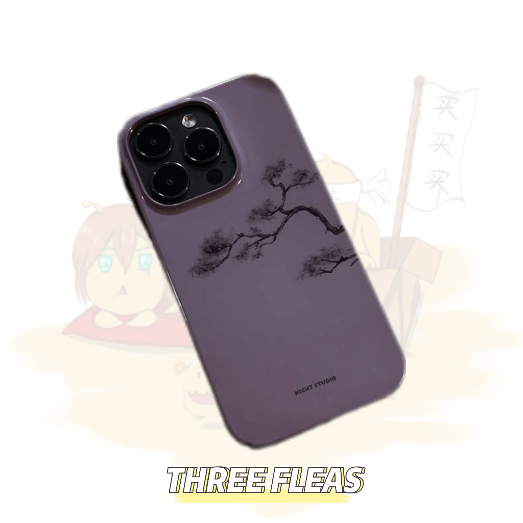 「Chinoiserie」Purple Pine Chinese Brush Painting Phone Case | iPhone Case | Three Fleas