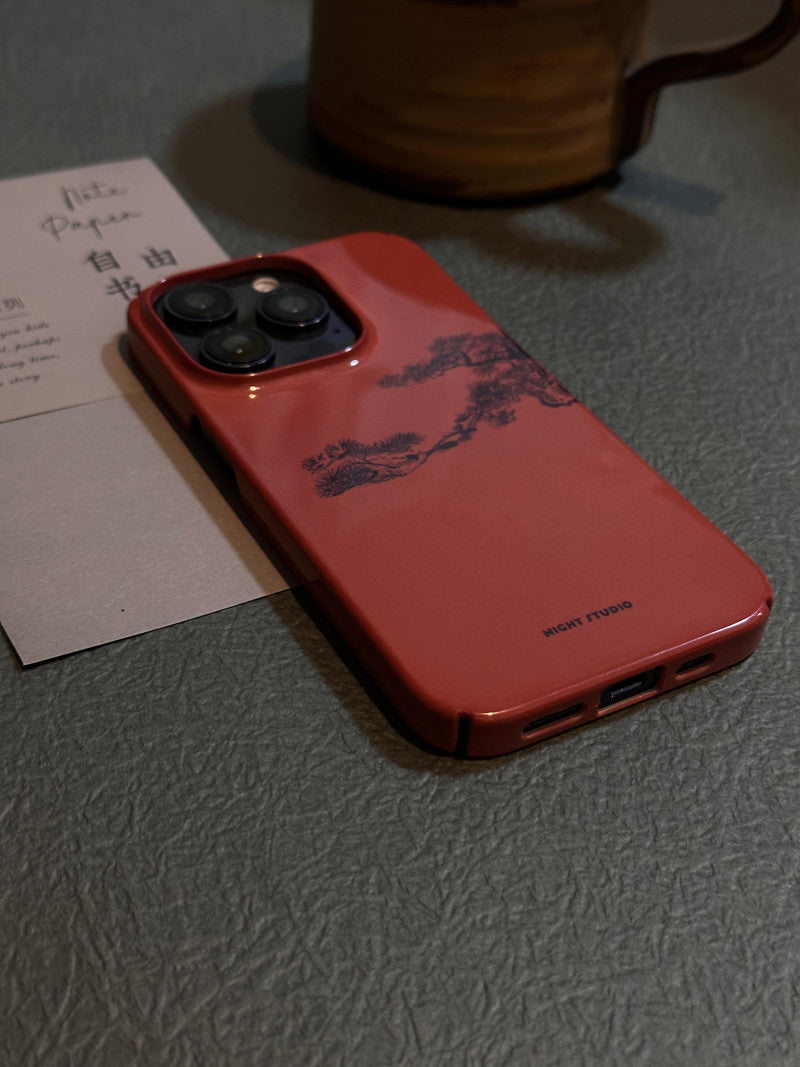 「Chinoiserie」Red Pine Printed Phone Case | iPhone Case | Three Fleas