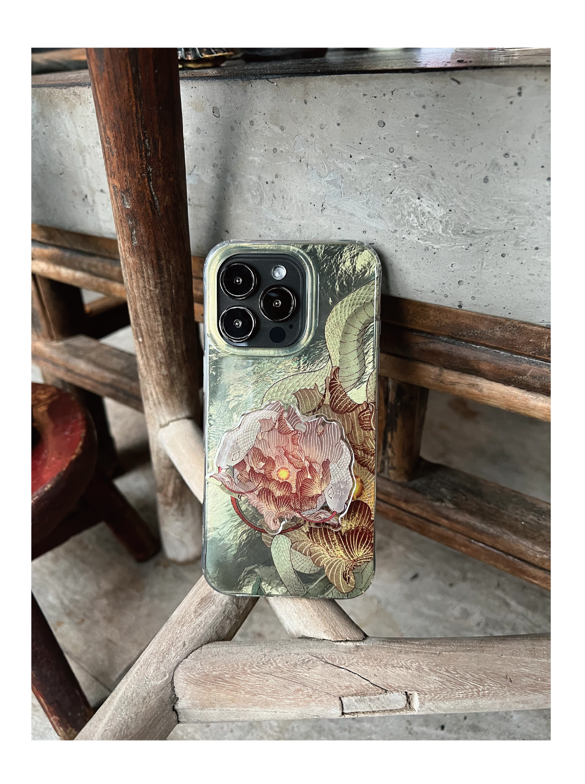 Midnight Bloom: Snake & Peony Neo-Chinese IMD Case | iPhone Case | Three Fleas