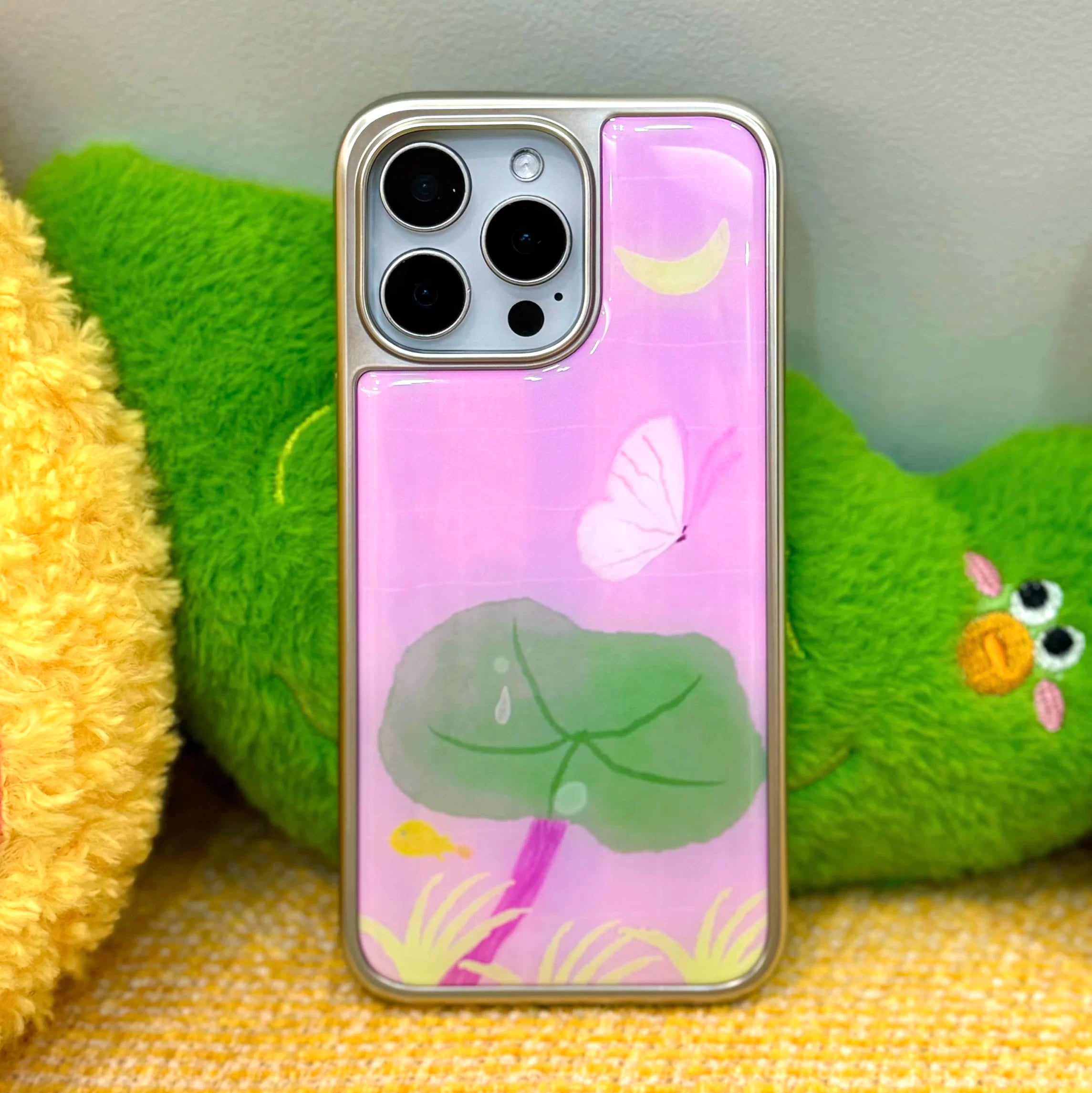 Fairytale Lotus & Butterfly Silver-Plated Epoxy Resin Phone Case-SATP