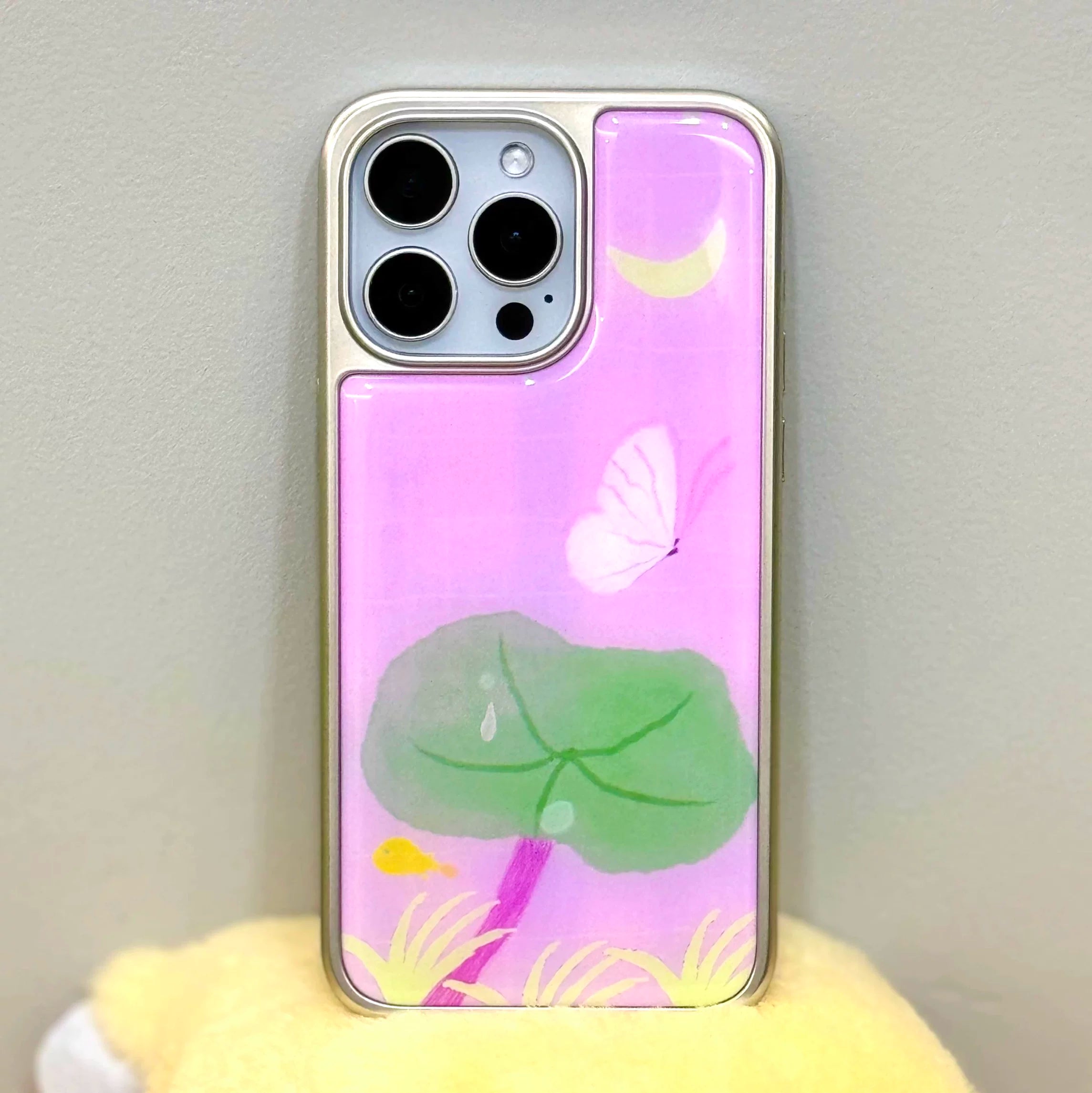 Fairytale Lotus & Butterfly Silver-Plated Epoxy Resin Phone Case-SATP