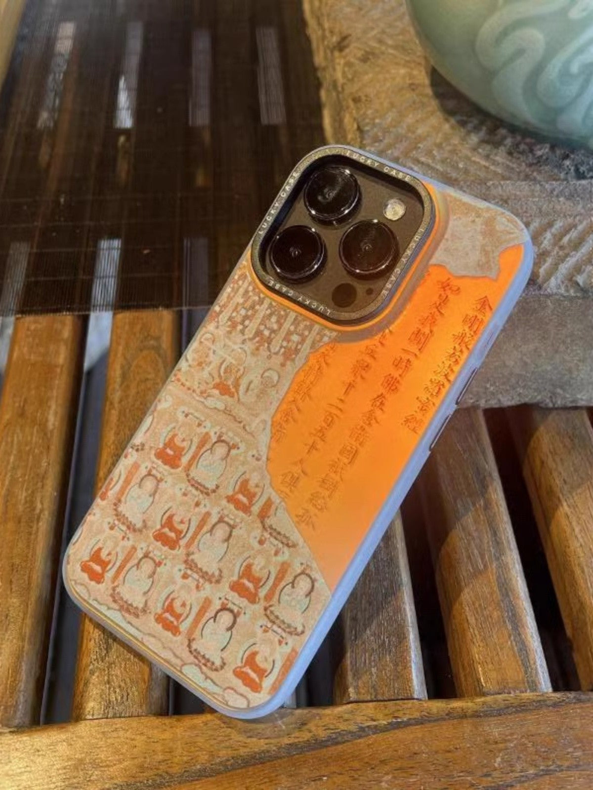 Dunhuang Art Series: Diamond Sutra Chinese Zen Style Laser Metallic Phone Case-YX