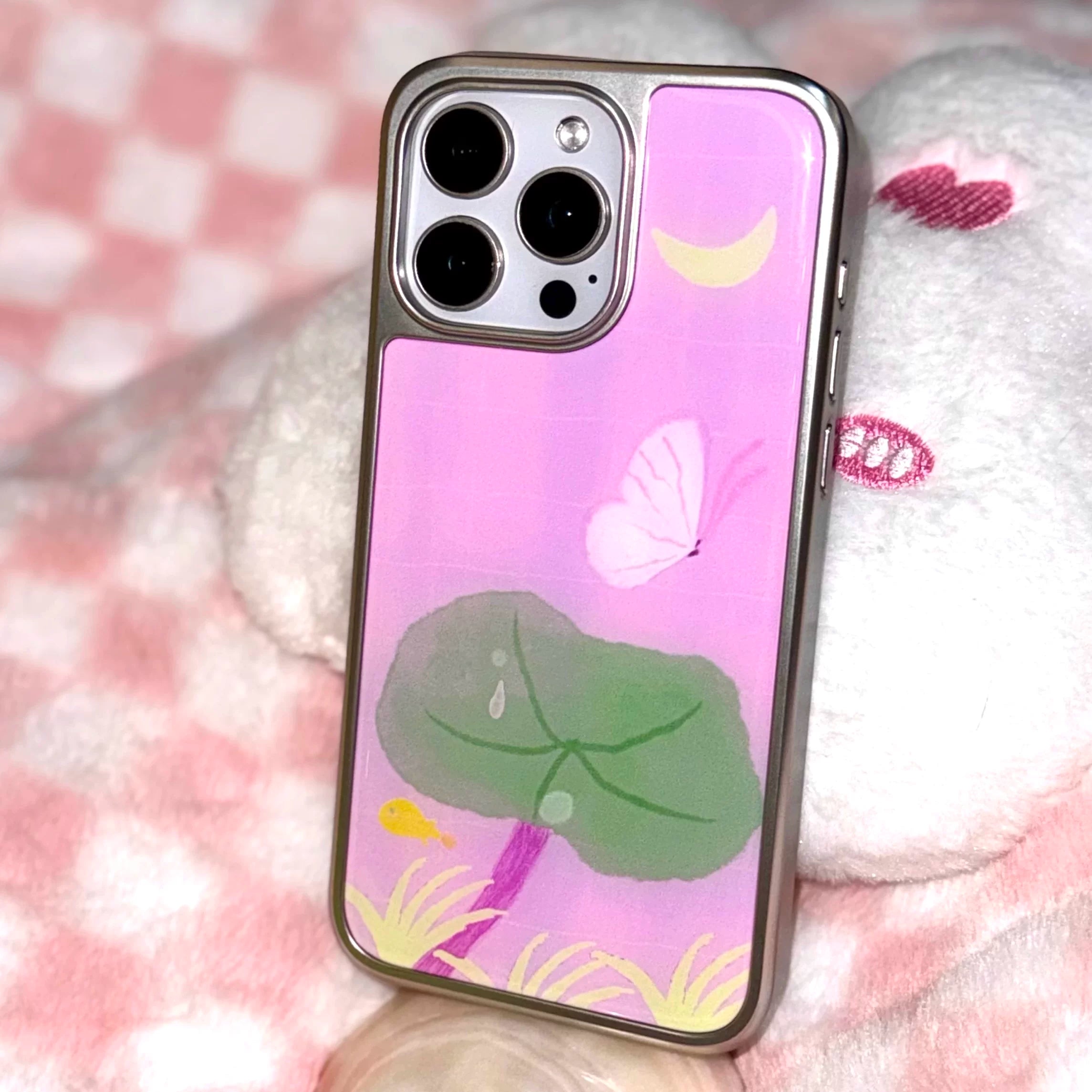 Fairytale Lotus & Butterfly Silver-Plated Epoxy Resin Phone Case-SATP