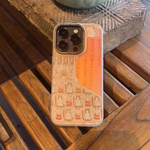 Dunhuang Art Series: Diamond Sutra Chinese Zen Style Laser Metallic Phone Case-YX