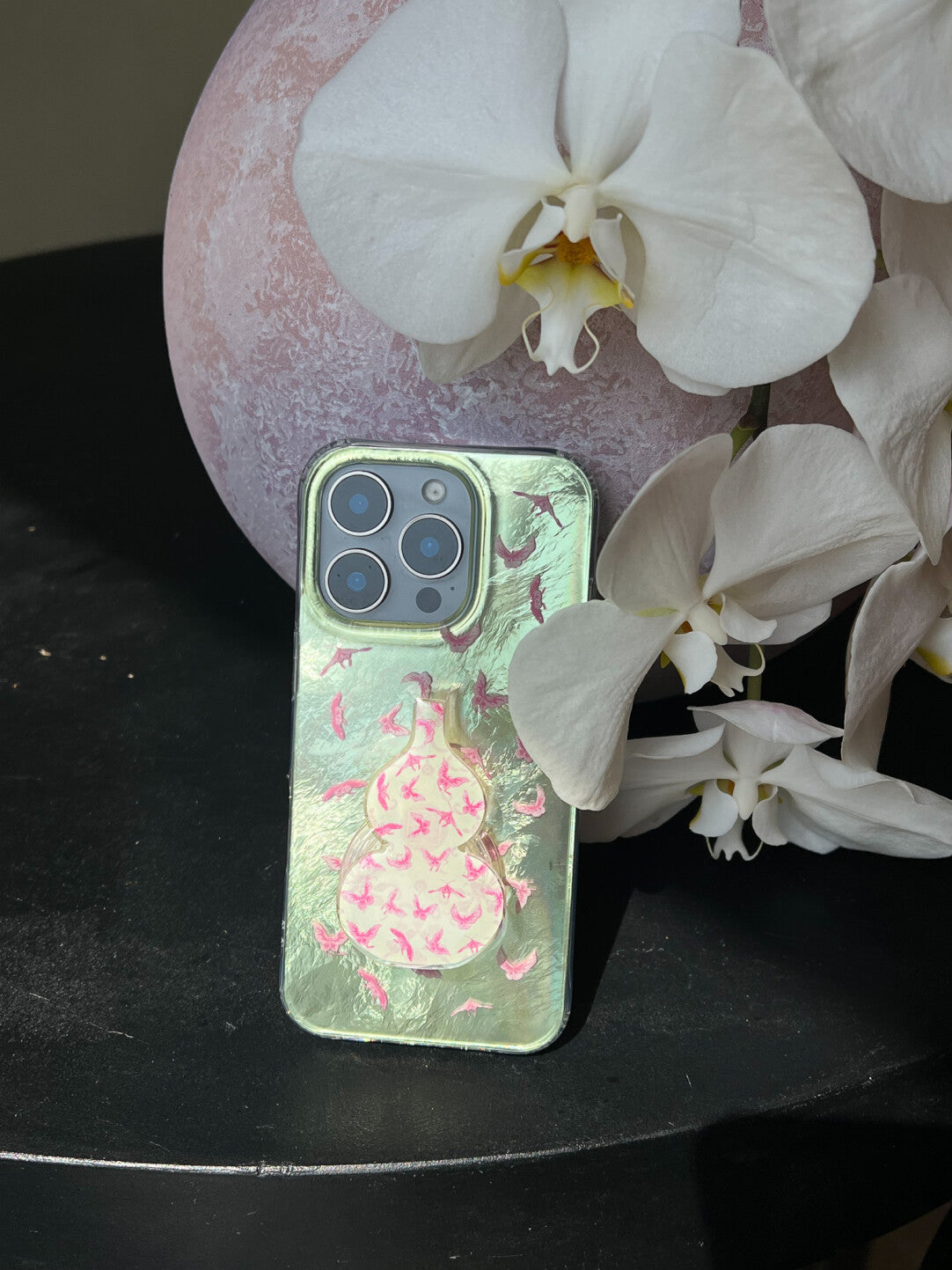 Pink Butterfly Gourd Glitter Phone Case | iPhone Case | Three Fleas