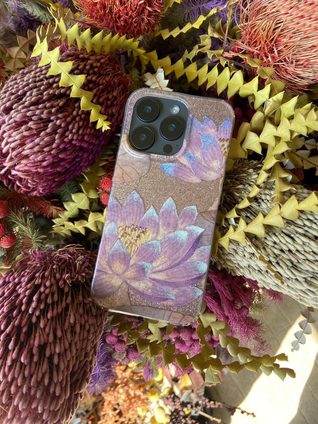 Purple Lucky Lotus Bloom Phone Case | iPhone Case | Three Fleas