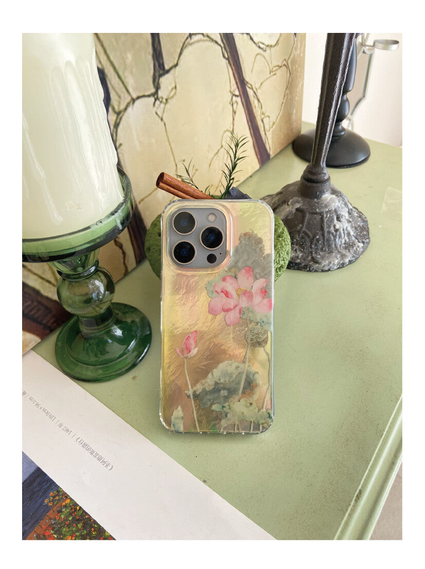 Summer Pink Sparkling Lotus Phone Case | iPhone Case | Three Fleas