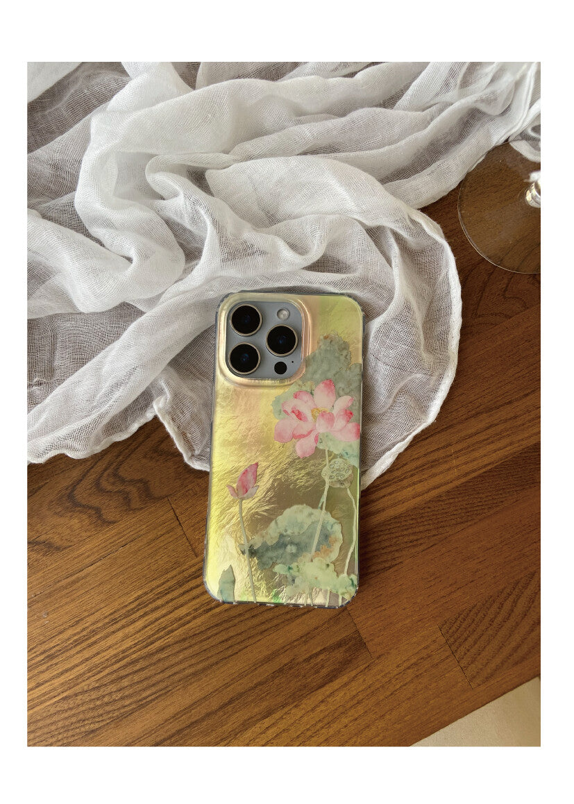 Summer Pink Sparkling Lotus Phone Case | iPhone Case | Three Fleas