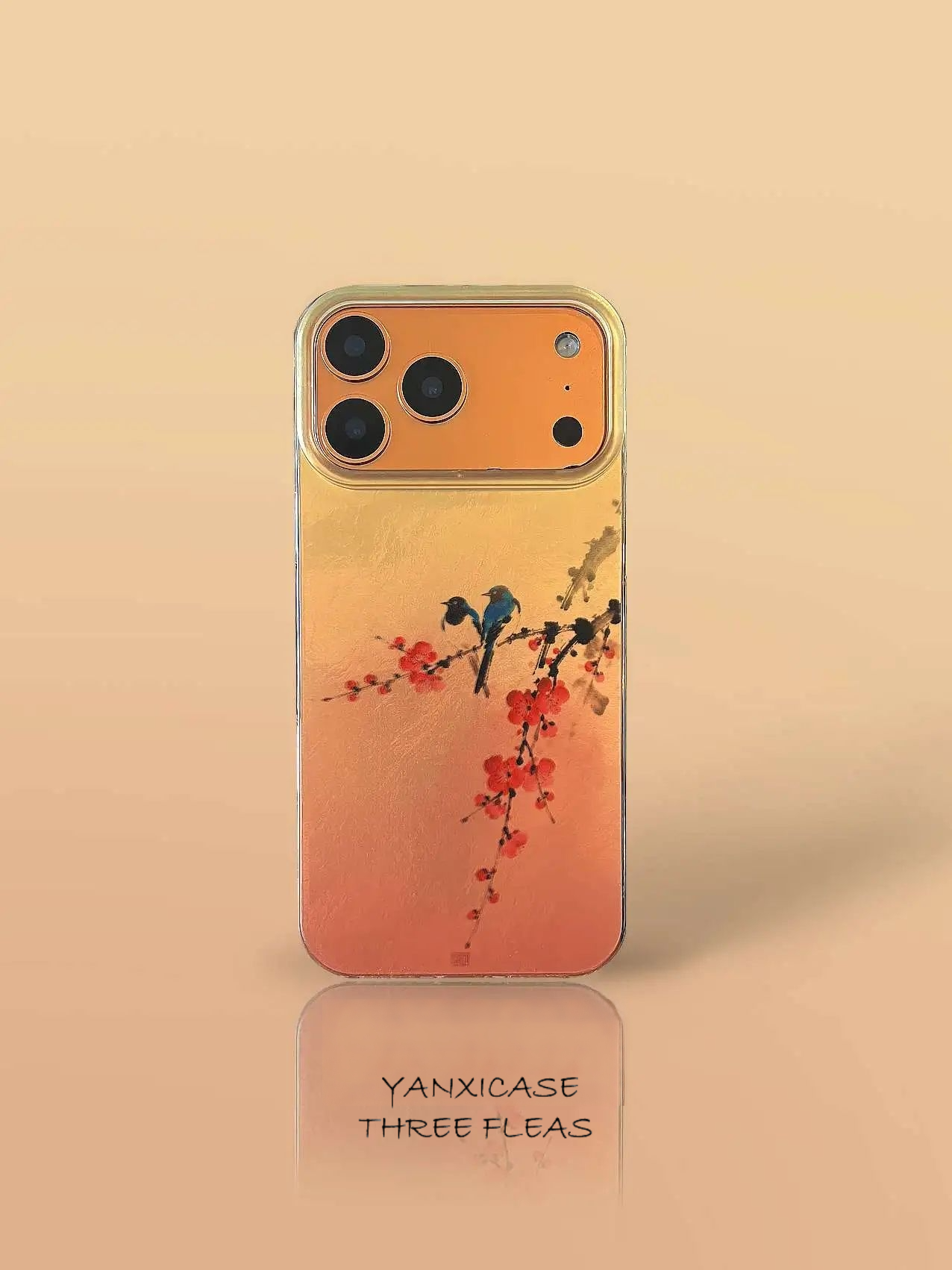 Chinoiserie Magpie & Plum Blossom Laser Metallic Phone Case-YX