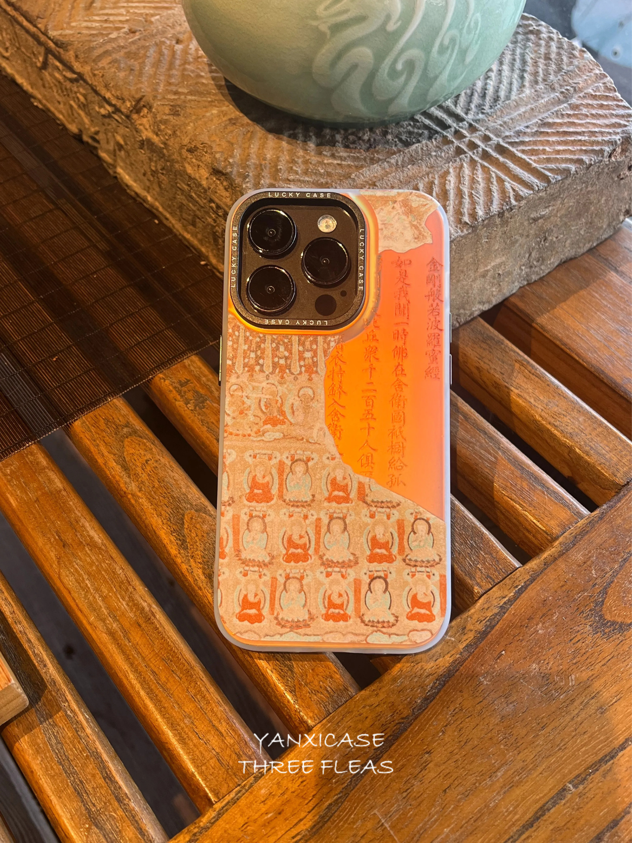 Dunhuang Art Series: Diamond Sutra Chinese Zen Style Laser Metallic Phone Case-YX