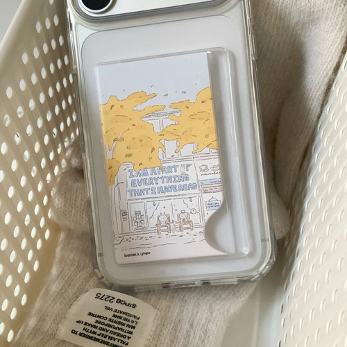 Aesthetic Illustrated Phone Case with Card Holder/Resin - BYY