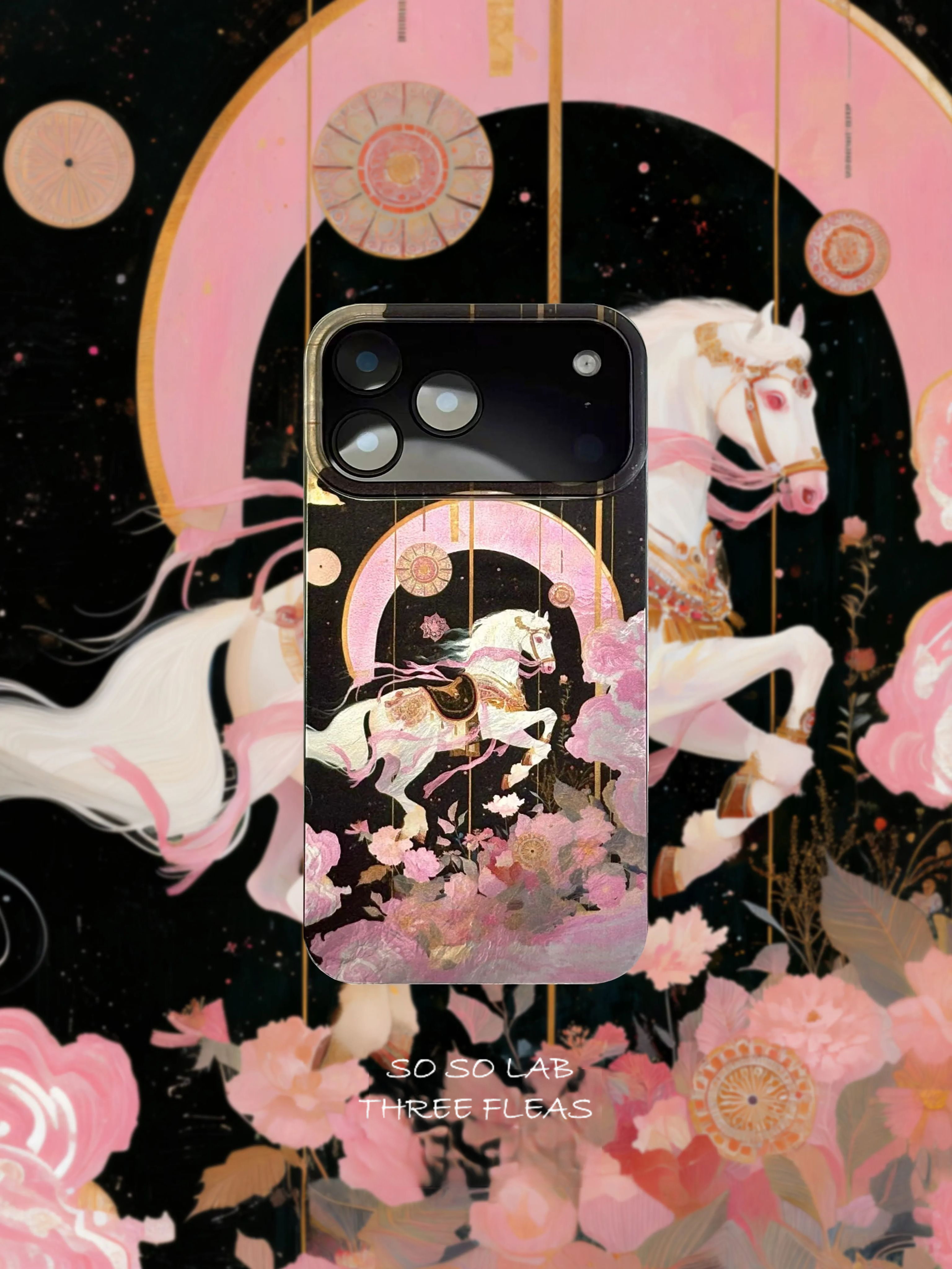 Artistic Metallic Luster Dream Horse Phone Case Chinoiserie IMD-SSL