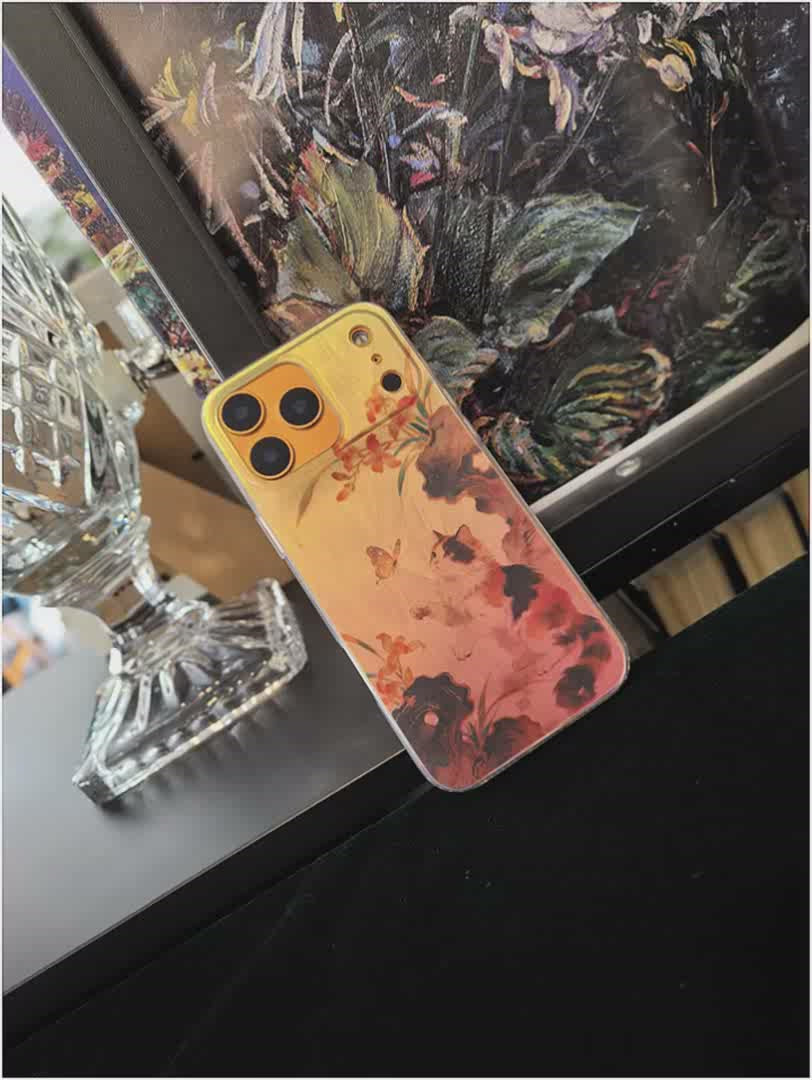 Chinoiserie Lucky Calico Cat Laser Metallic Case-YX