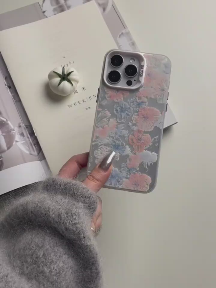 Artistic Floral Phone Case with Metallic Silver Accents-SSL